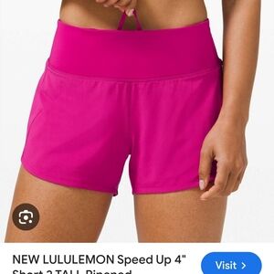 Lululemon speed up shorts size 4 ripened raspberry